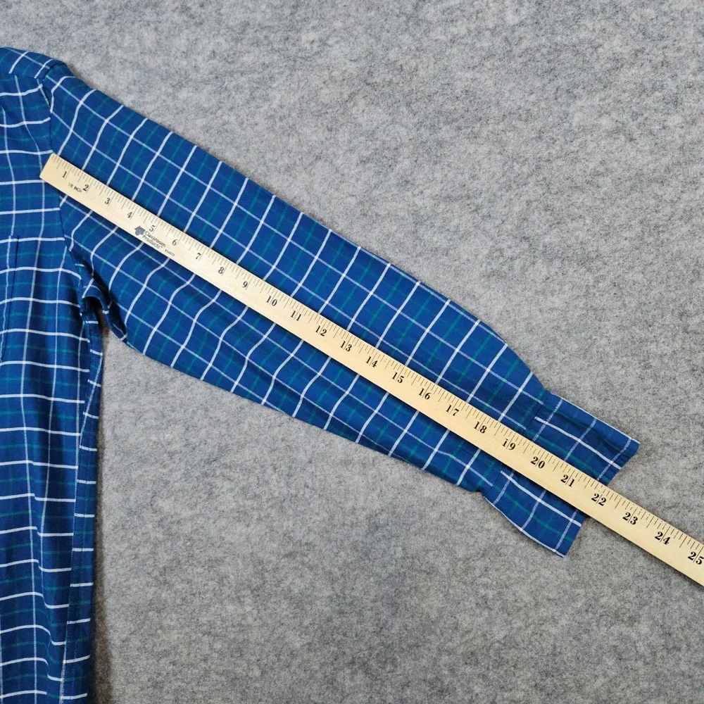 J Crew Men's Flex Oxford Size M Slim Fit Button Down Blue Windowpane 100% Cotton